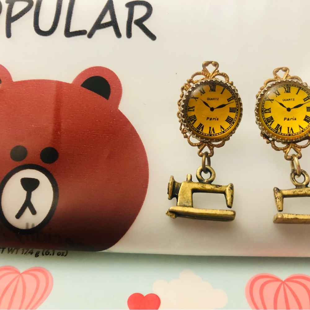 Vintage Gold Paris Clock Earrings